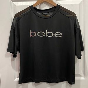 Bebe sport Black top with silver logo size M oversized